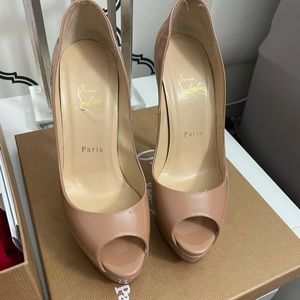 Christian Lounoutin Lady Peep 150 Paten Calf